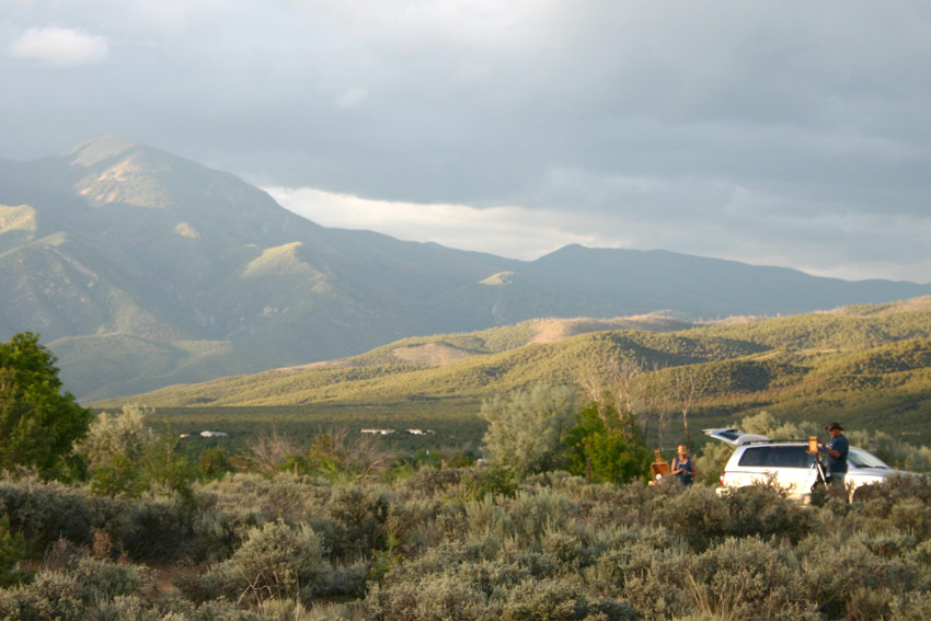 Image: Painting in front of Taos mountain in northern new mexico