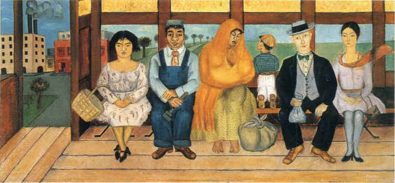 Image: The Bus, Frida Kahlo, 1929, Image: Taos Art School, Frida Kahlo, Frida Kahlo's art, Frida Kahlo tour, casa azul, creative sources, art odysey, larry torres, coyoacan, museo de arte moderno, museo leon trotsky, pyramids, sun, moon,Frida, Kahlo