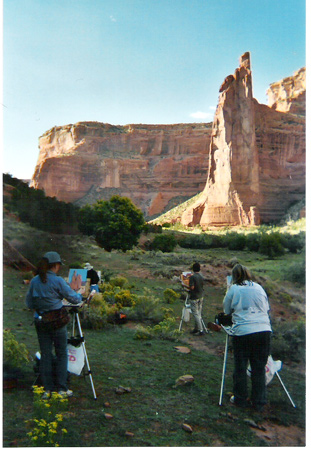 Image: Painting in Canyon de Chelly; Image: Taos Art School, Canyon de Chelly Expedition, tour, painting, photography, mesa verde, tours, navajo, guided tours, horses, jeep, native american, indian, pueblo, ancient, anasazi ruins