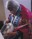 Clickable image: Lucy Lewis Pottery, with her daughters Dolores & Emma, summer workshop, New Mexico