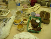 Clickable Image: Taos Art School Lucy Lewis Potter Making; click for larger image, Lucy Lewis, authentic, traditional, pottery making, clay, Lucy Lewis