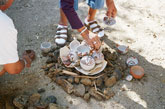 Clickable Image: Taos Art School Lucy Lewis Potter Making; click for larger image, Lucy Lewis, authentic, traditional, pottery making, clay, Lucy Lewis